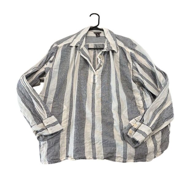 Eddie Bauer‎ Women's XL Blue Striped Button-Up Shirt Long Sleeve Casual - Picture 1 of 7